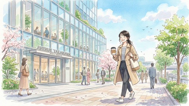 アベニュー高輪（Ave.Takanawa）を歩く女性