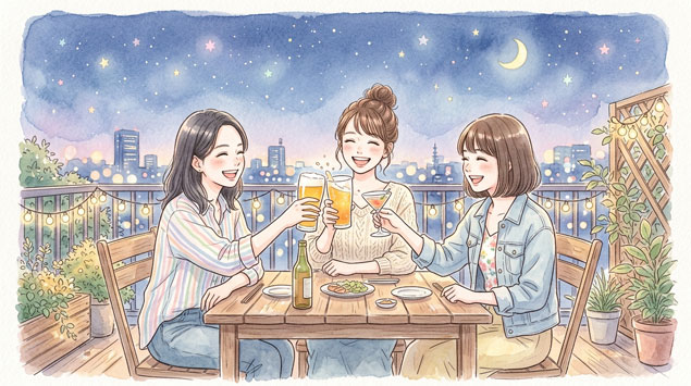 松屋銀座の屋上ビアガーデンで女子会