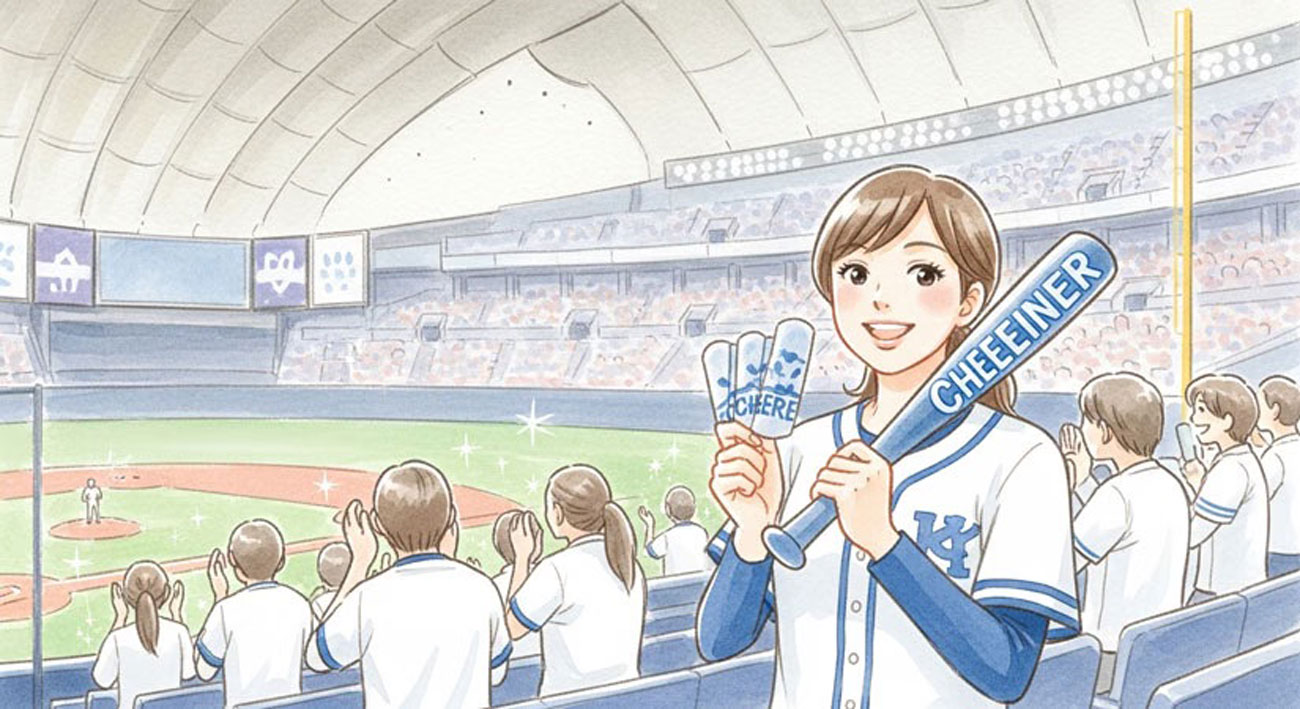 WBCを球場で応援している女子。 Netfilixでしか見れませんが、なんとかチケット購入して東京ドームに見に来たよ