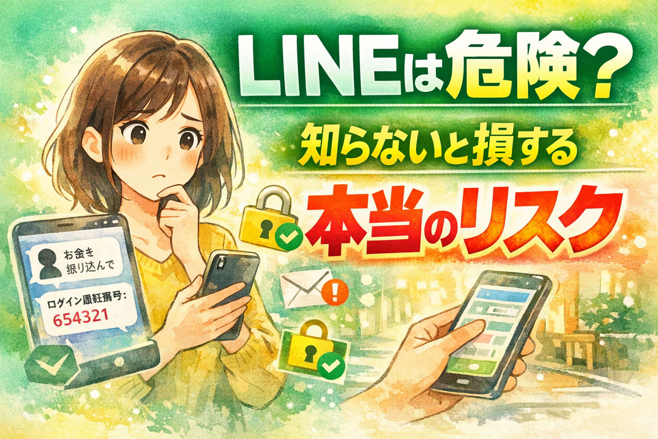 LINEの仕様変更に戸惑う女性のイメージ