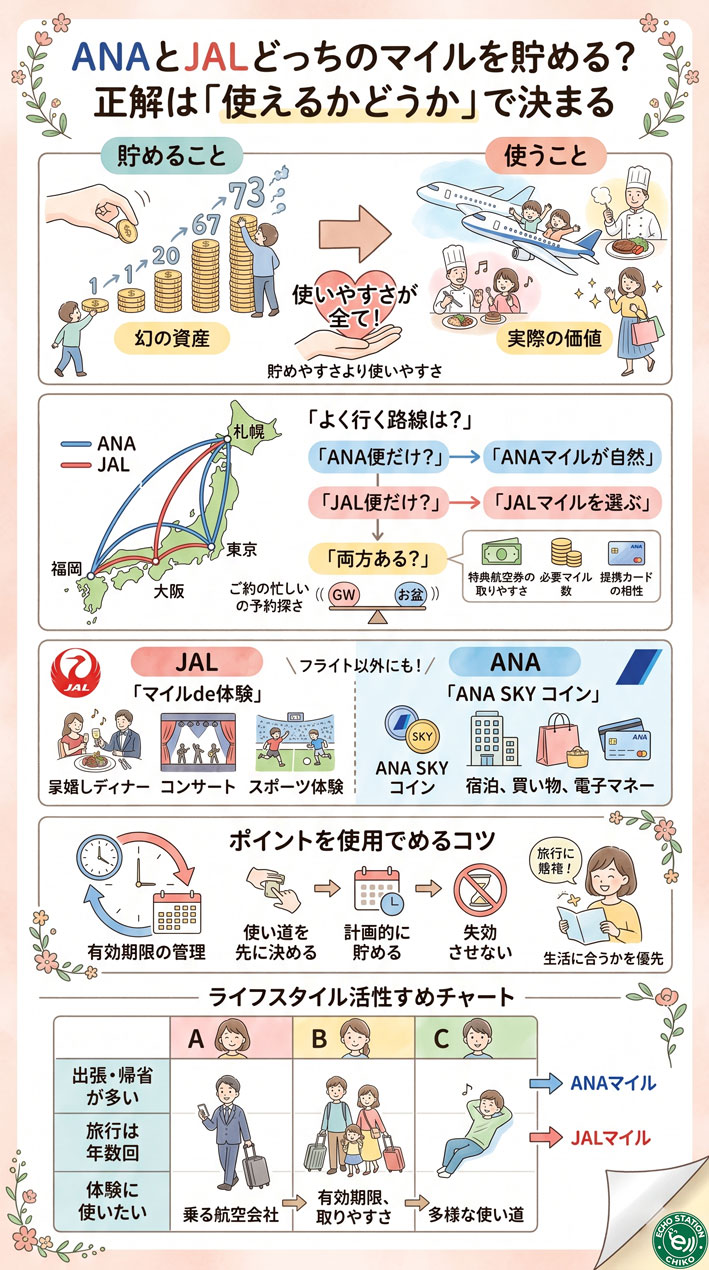 ANAとJALどっちのマイルを貯める？正解は「使えるかどうか」で決まる インフォグラフ