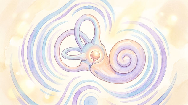 内耳の構造と気圧センサーを説明するイラスト図