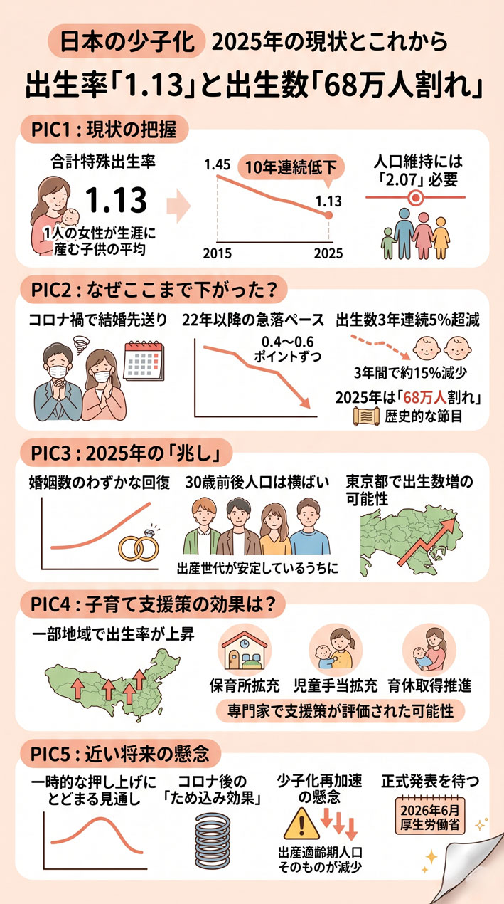 2025年の出生率、ついに1.13へ。「68万人割れ」が意味することを正直に考えてみた