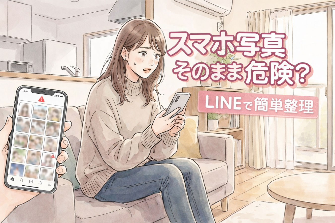 スマホ容量不足に悩む女性