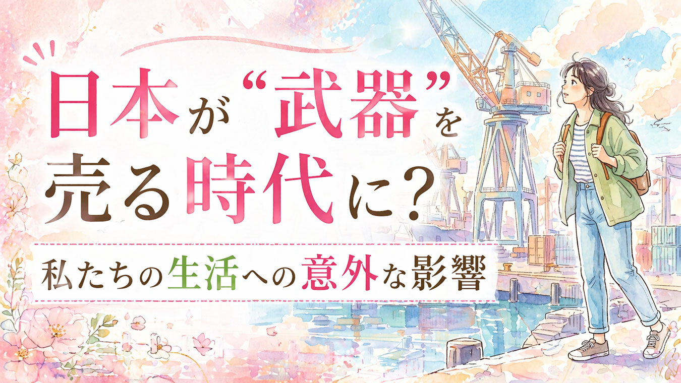 船所・港の近くに立つ女性のイラスト