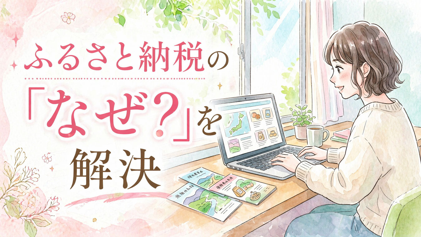 パソコンでふるさと納税を調べている女性