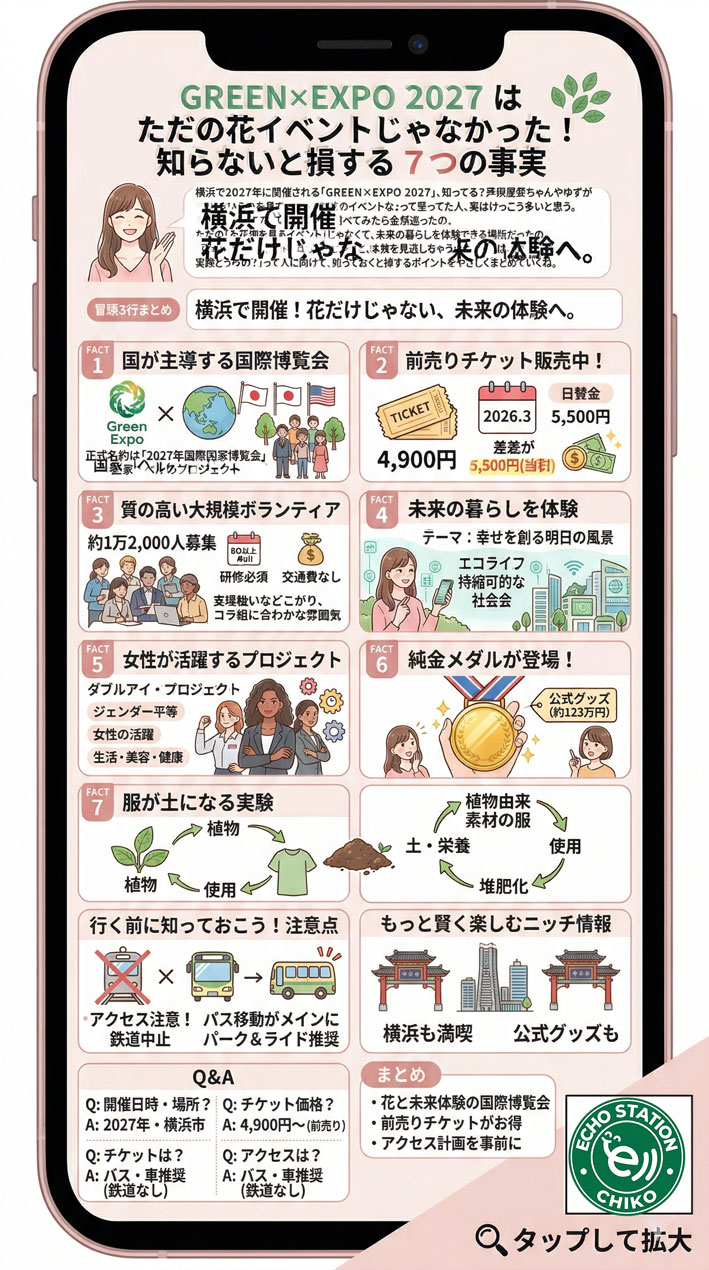「GREEN×EXPO 2027」はただの花イベントじゃなかった！知らないと損する7つの事実 インフォグラフ