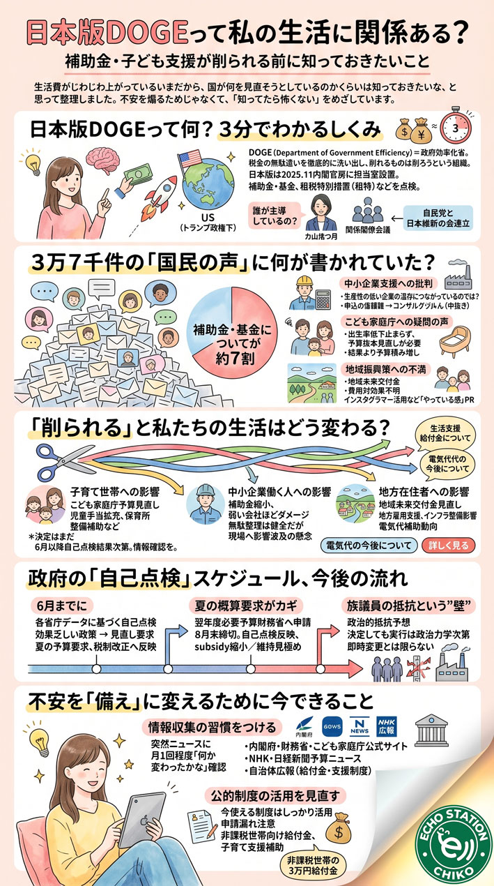 日本版DOGEって私の生活に関係ある？補助金・子ども支援が削られる前に知っておきたいこと インフォグラフ