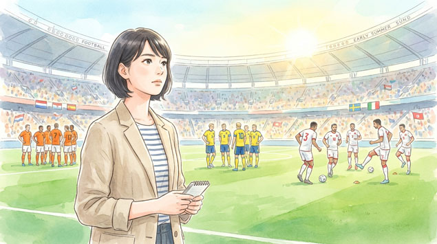 対戦国の強さを見極める女性