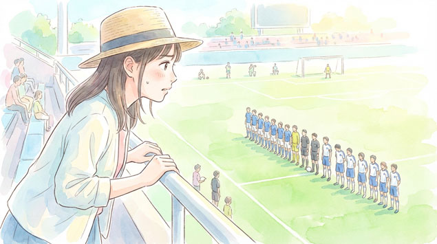 試合開始前の英列をい守る