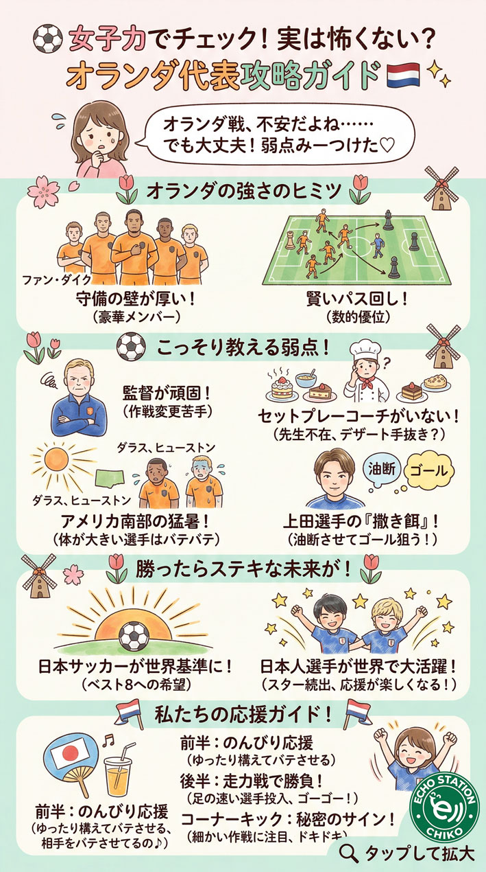 オランダ代表、実は怖くない？日本が勝てるリアルな理由を超やさしく解説インフォグラフ