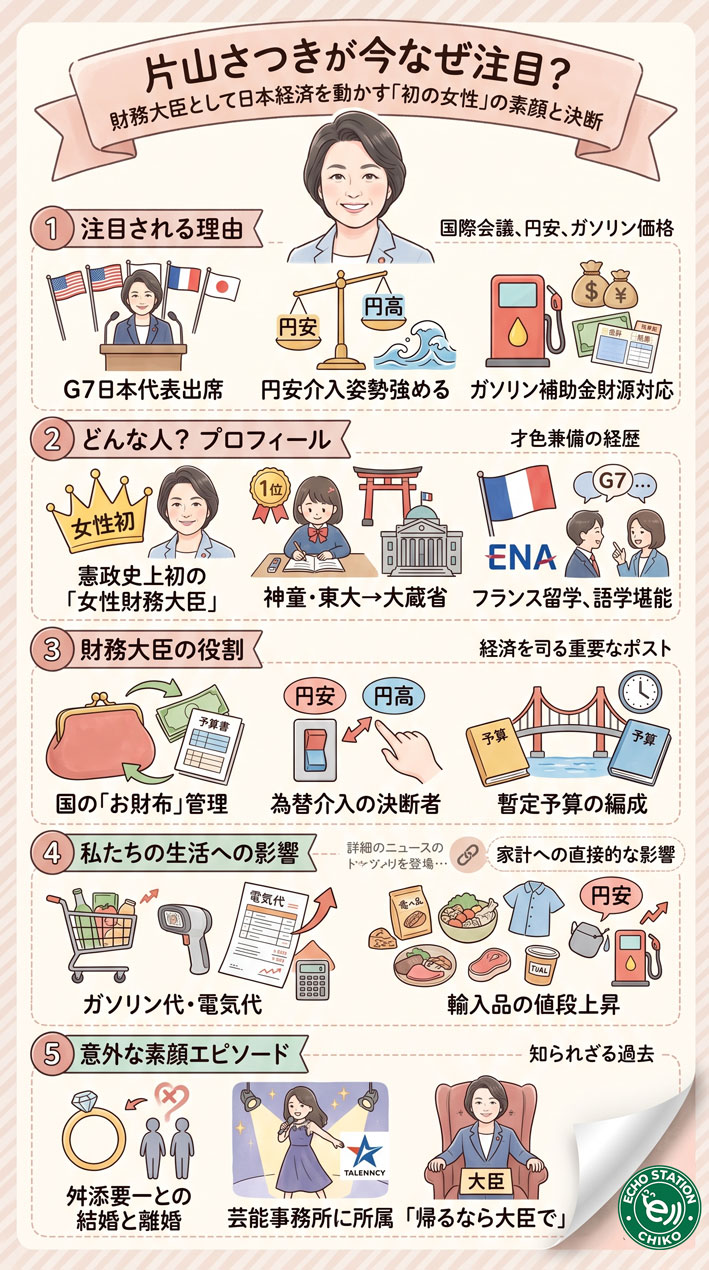 片山さつきが今なぜ注目？財務大臣として日本経済を動かす「初の女性」の素顔と決断 インフォグラフ