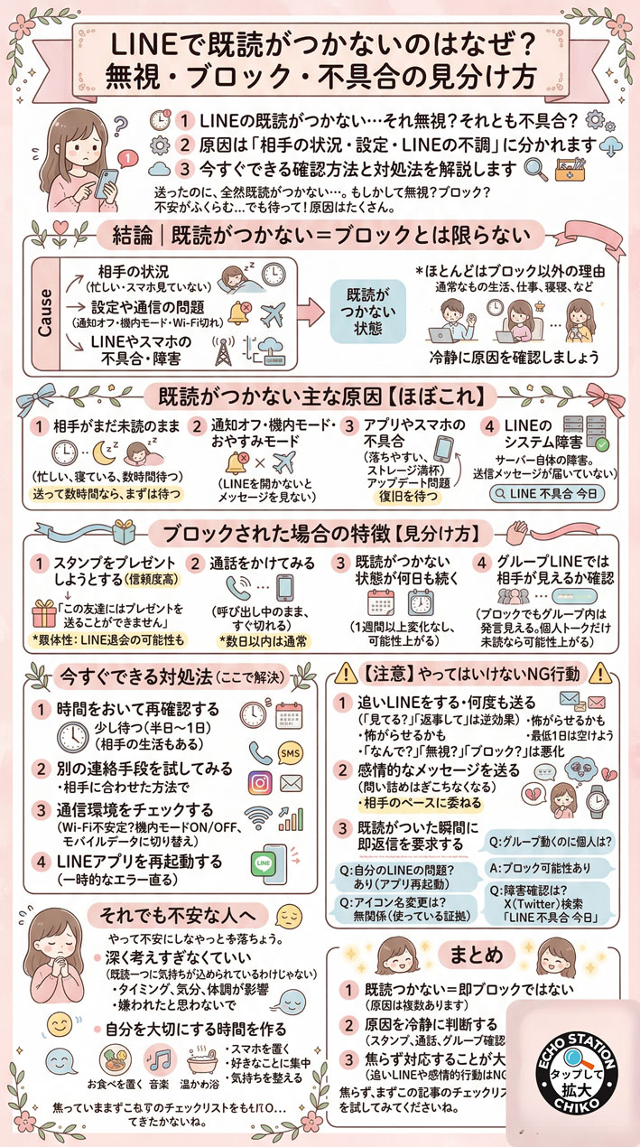 LINEで既読がつかないのは無視？ブロック？原因と対処法を解説 インフォグラフ