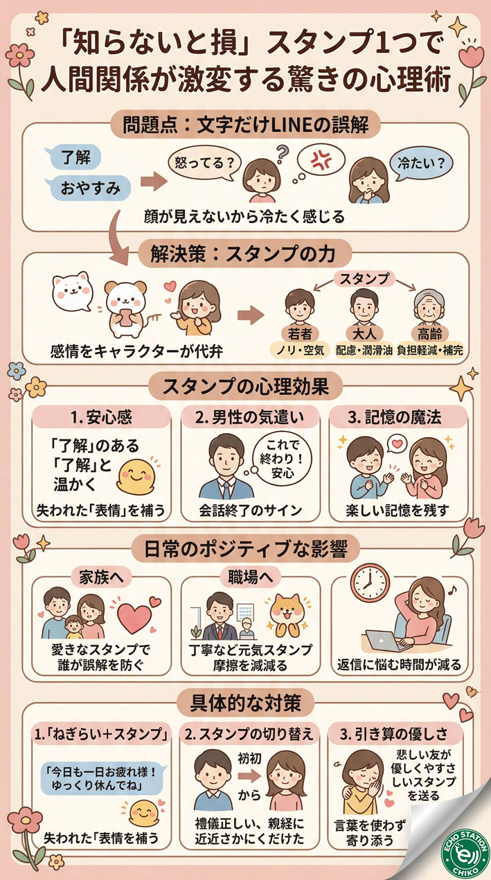 スタンプ1つで印象が変わる！文字だけLINEで損してるかもしれない心理術 インフォグラフ