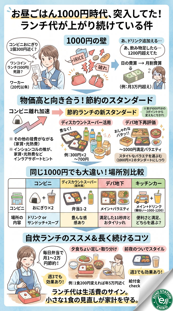 お昼ごはん1000円時代、突入してた。ランチ代が静かに上がり続けている件 インフォグラフ