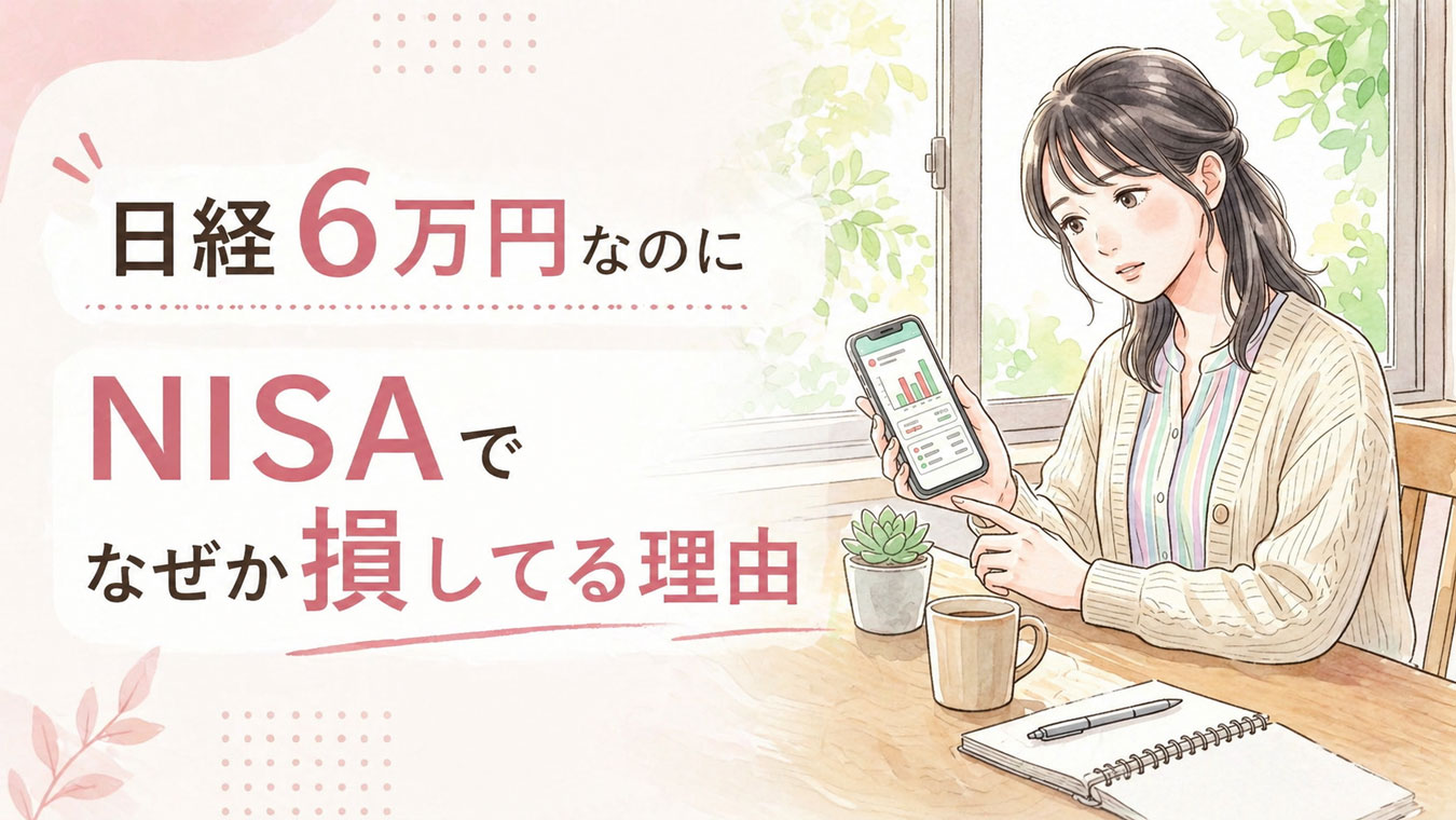 スマホのNISA口座画面を見て首をかしげる30代女性