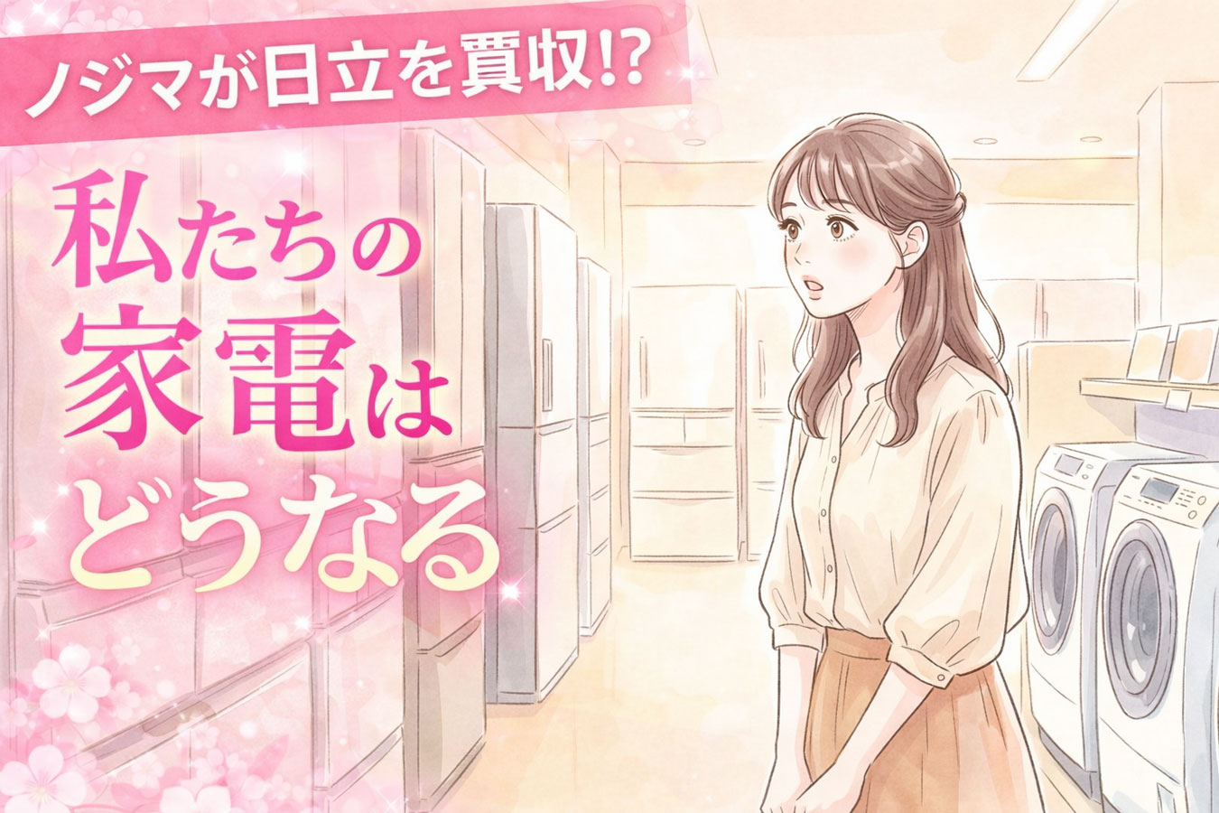 家電量販店で冷蔵庫を眺める女性