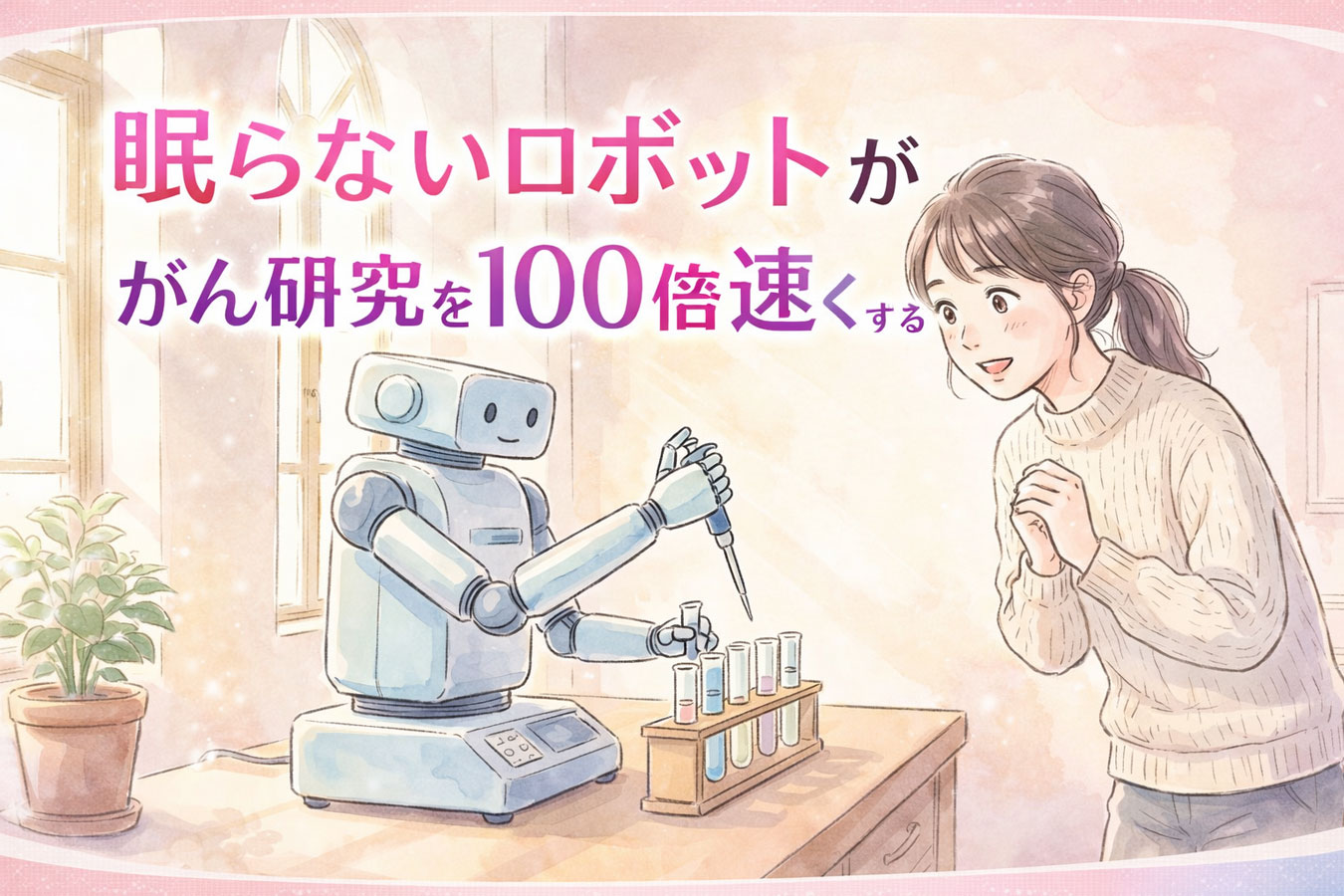 東京科学大学の自動実験施設の外観をながめる女性