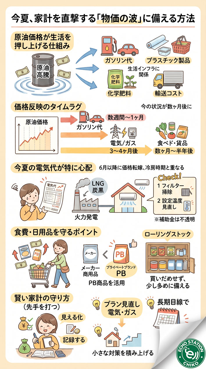 電気代・食費・日用品。今夏、家計を直撃する「物価の波」に備える方法 インフォグラフ