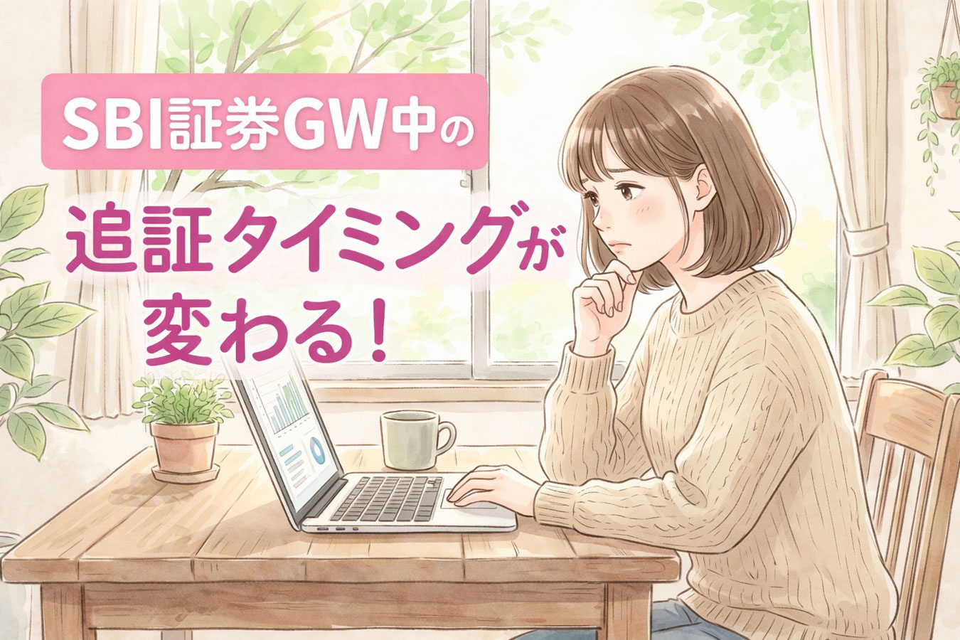 SBI証券のGW取引注意点を確認する女性