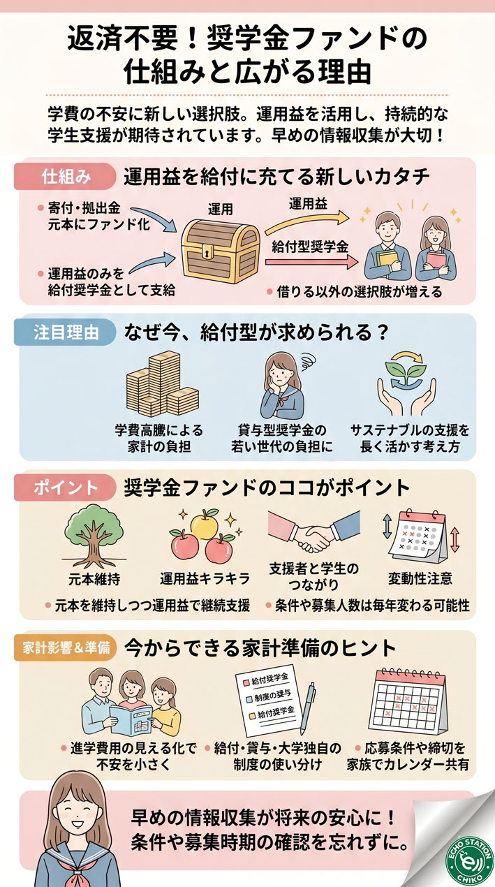 知らないと損？返済不要の奨学金ファンドが広がる本当の理由 インフォグラフ