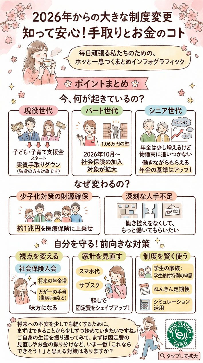 2026年4月から手取りが減る?知らないと損する社会保険・年金の大改正を分かりやすく解説 インフォグラフ