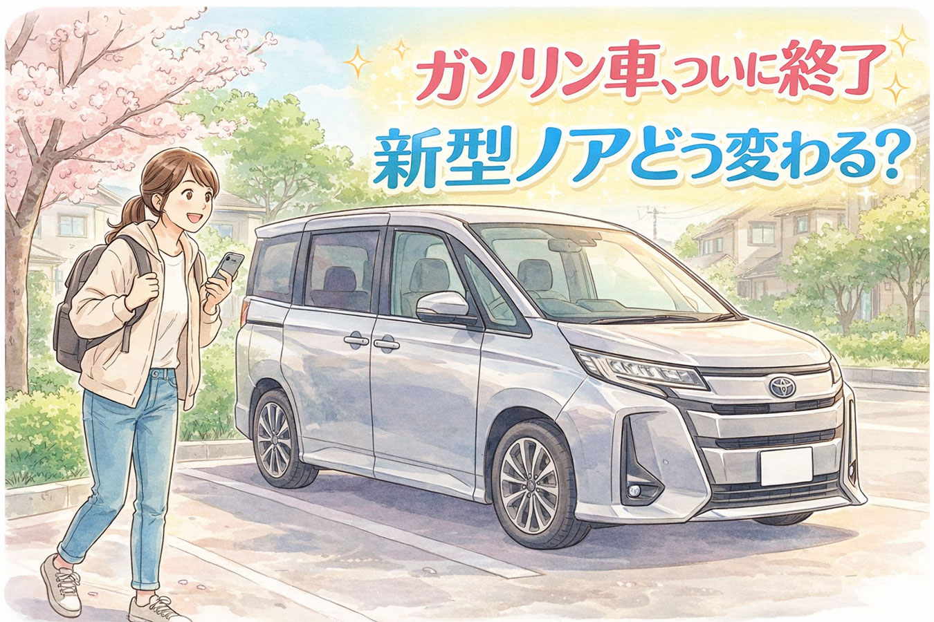 新型ノア2026年マイナーチェンジを眺める女性