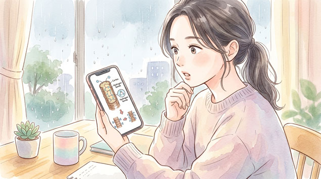 PIC2 | alt: 髪の毛の内部構造と水素結合を図解したイラスト