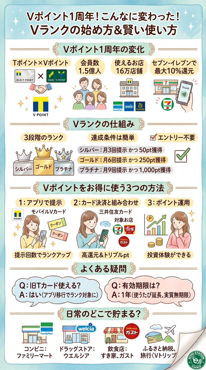 Vポイントが1周年でこんなに変わった！知らないと損するVランクの始め方と賢い使い方 インフォグラフ