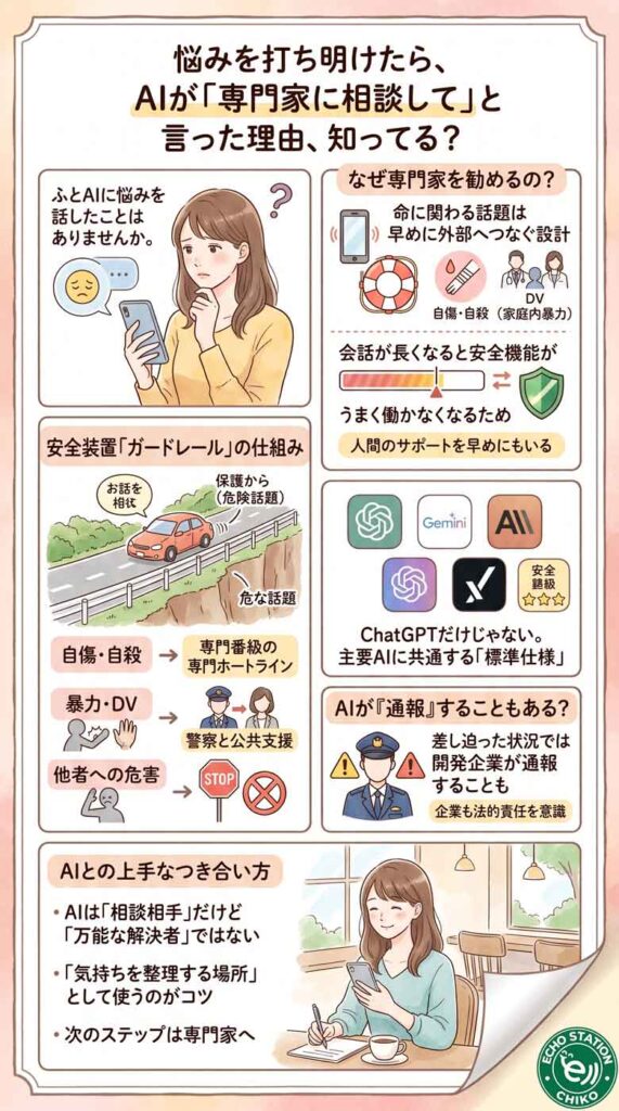 悩みを打ち明けたら、AIが「専門家に相談して」と言った理由、知ってる?インフォグラフ
