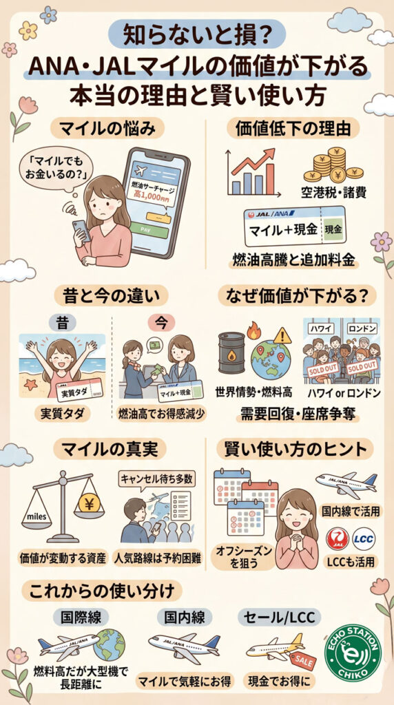 インフォグラフ 知らないと損？ANA・JALマイルの価値が下がる本当の理由と賢い使い方