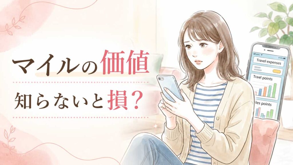 旅行を楽しむ30代女性がスマホで航空券を見て悩んでいる様子