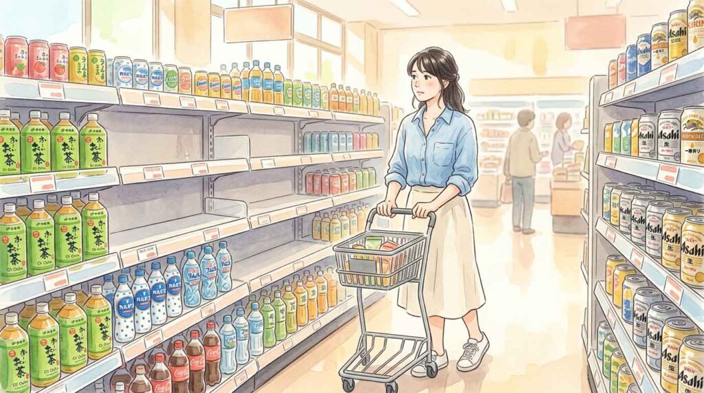 企業ニュースを見ながら不安と期待を感じる女性