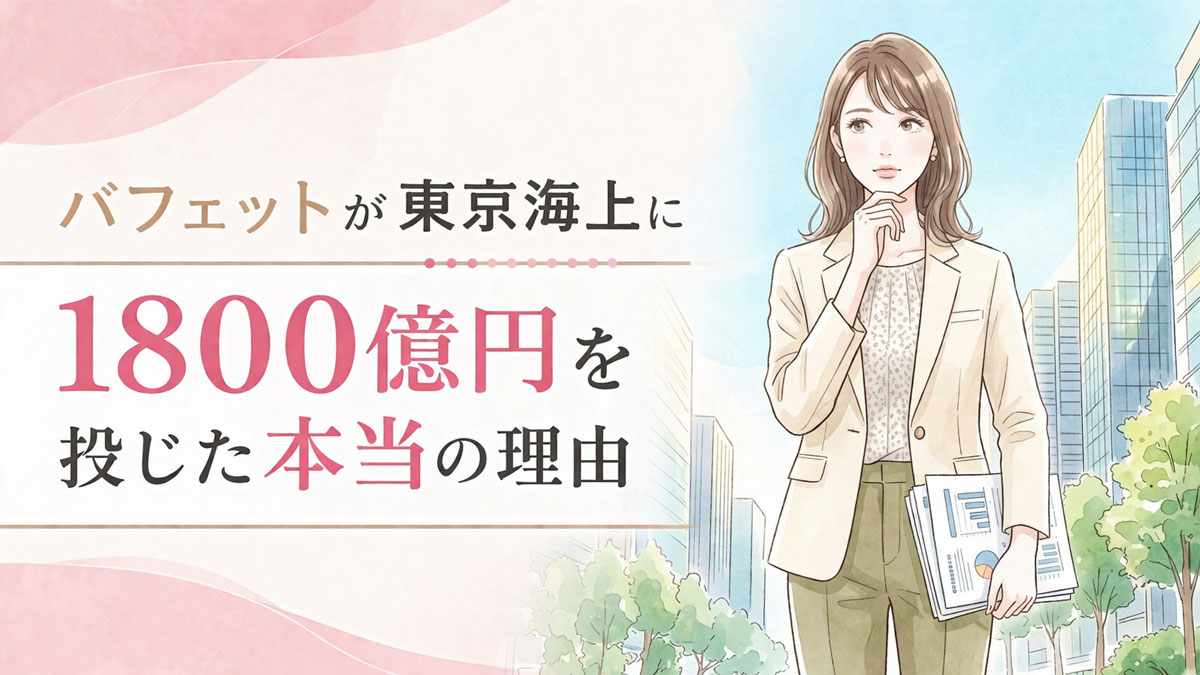 東京のビジネス街を背景に財務書類を持って考え込む女性
