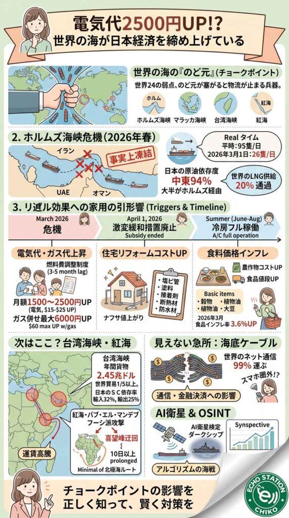 電気代が今夏2500円上がる?世界の海の"急所"が日本経済を締め上げているインフォグラフ