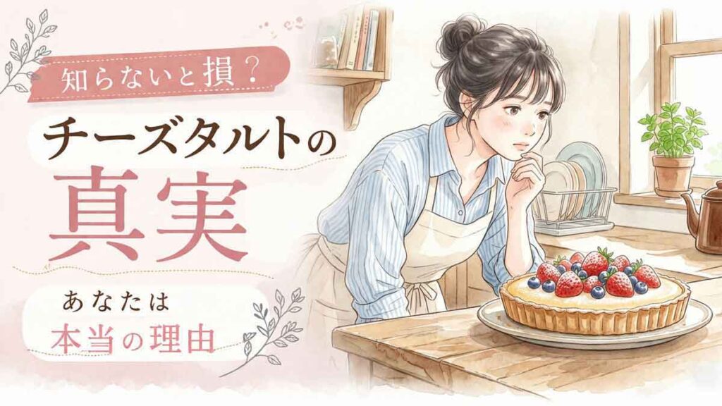 チーズタルトに迷う女性