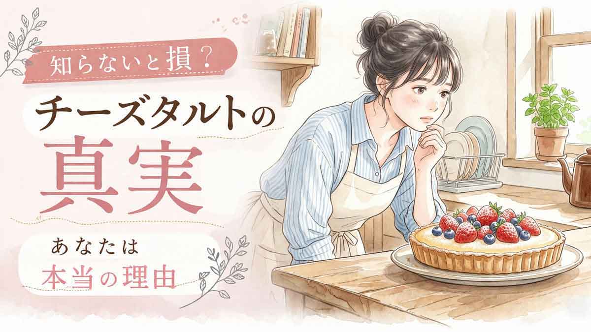 チーズタルトに迷う女性