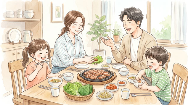 ▶家族で食卓を囲むシーン