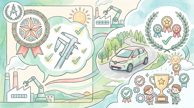 PIC3 | alt: 国のJIS規格と自動車メーカーのTOP TIER認証を説明するインフォグラフィック