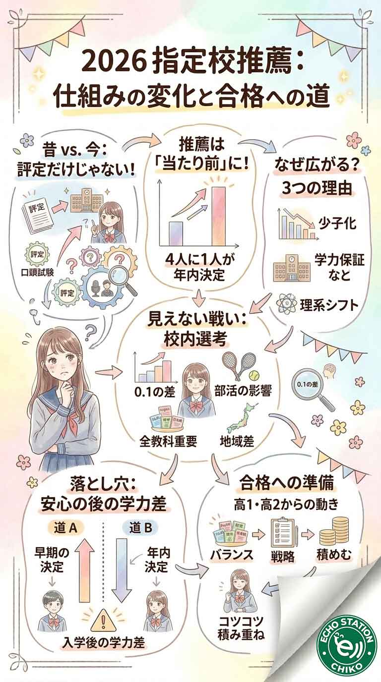 2026年の指定校推薦、知らないと損？仕組みの変化と今やるべき準備インフォグラフ