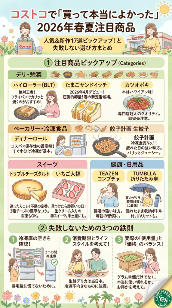 コストコで「買って本当によかった」2026年春夏の注目商品17選！失敗しない選び方まとめ インフォグラフ