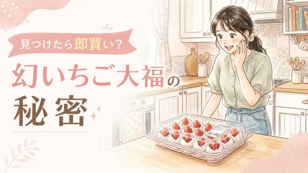 いちご大福を見つめる女性