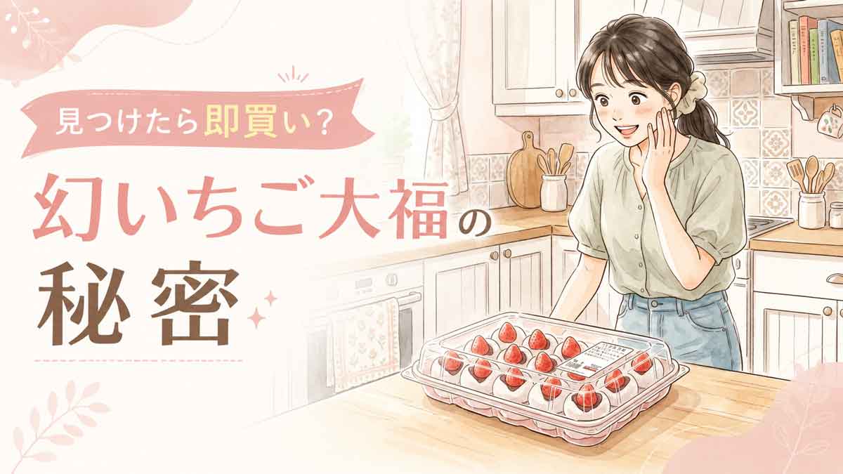 いちご大福を見つめる女性