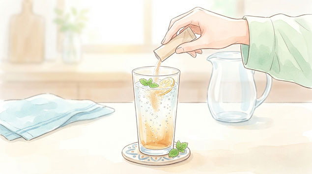 ▶ 炭酸水で割ったコンブチャ