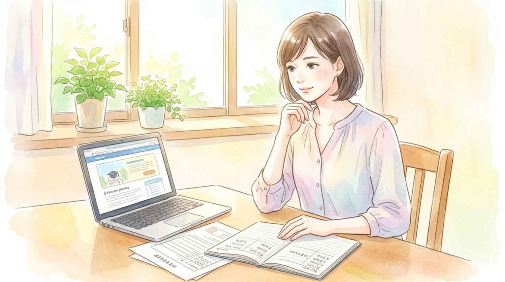奨学金の返済シミュレーションをパソコンで確認する女性