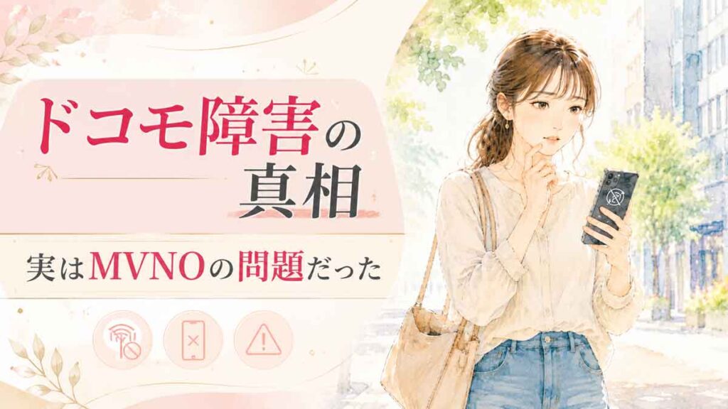 スマートフォンの画面に圏外マークが表示されて困惑する女性