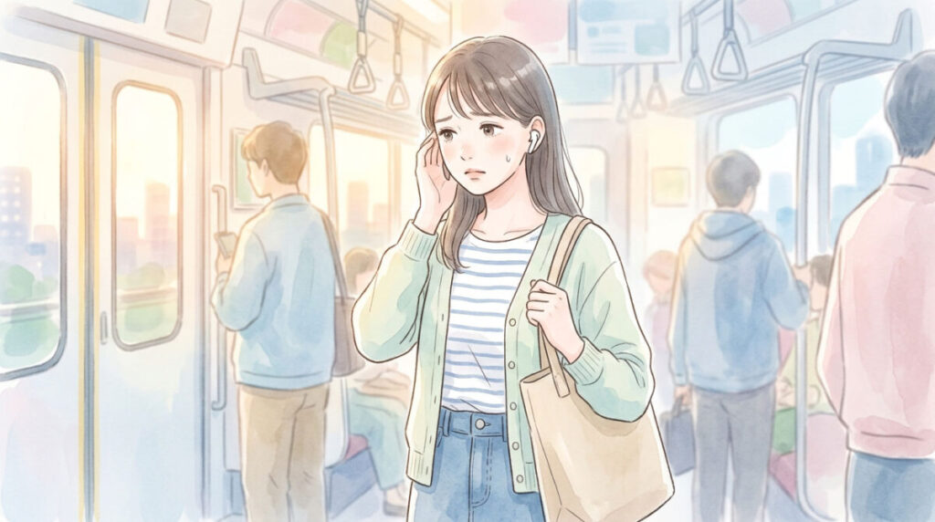 ▶ イヤホンと上手に付き合う女性