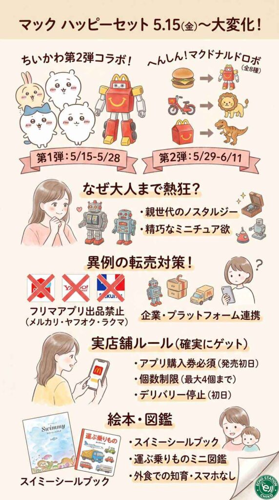マック「ハッピーセット」5月15日から大変化！ちいかわとロボットおもちゃ、転売禁止の裏側まで全部教えます インフォグラフ