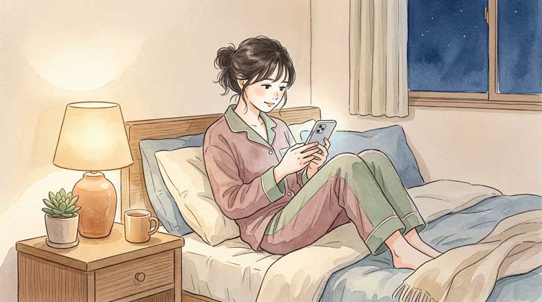 iPhoneの設定アプリを開いてFace IDとパスコードの画面を表示している様子のイラスト