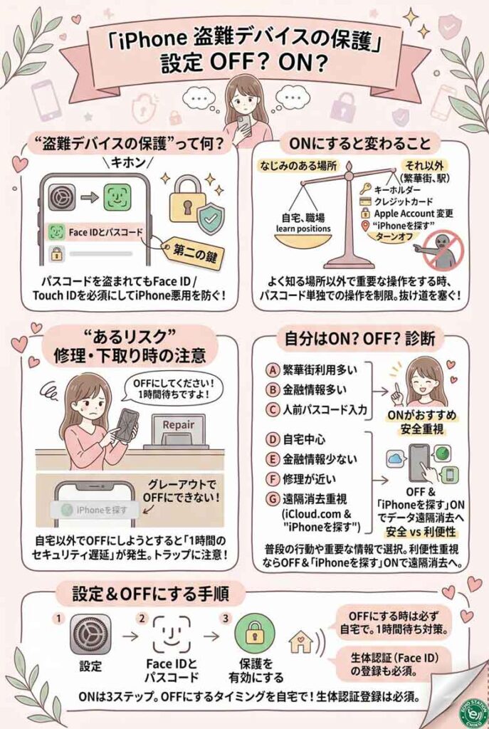 iPhoneのこの設定、ONにしてる？盗難時は安心でも"あるリスク"も… インフォグラフ